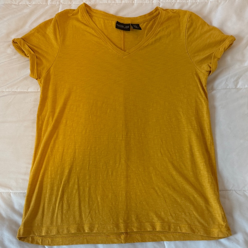 Rachel Zoe Mustard Yellow V-Neck Tee